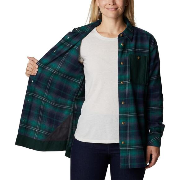 Columbia Women's Holly Hideaway Flannel Shirt, Spruce Multi Tartan, Size S - Picture 3 of 7